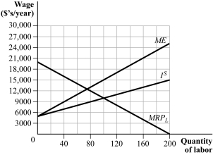 Use the following to answer question: Figure 13.10   -(Figure 13.10) Explain and graphically illustrate how the passage of a minimum wage would affect this market.