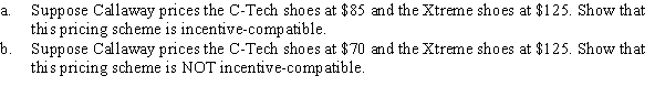Use the following to answer question: Table 10.12   -(Table 10.12) The table shows consumer valuations for two types of Callaway golf shoes.  