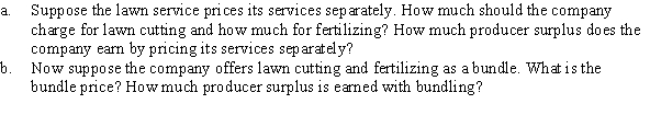 Use the following to answer question: Table 10.14   -(Table 10.14) The table shows customer valuations for different lawn services. The marginal cost of lawn cutting is $400 and the marginal cost of fertilizing is $200.  