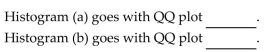 Refer to the following two histograms and QQ plots of the same data to answer the question. -Match the histogram with the corresponding QQ plot.