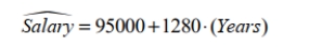 Use the following regression equation regarding professor salaries for following questions .   )  Note that Years is the number of years a professor has worked at a college, and Salary is the annual salary (in dollars)  the professor earns. -What is the expected salary of a professor who has worked at a college for 15 years? A) $95,000 B) $96,280 C) $106,700 D) $114,200