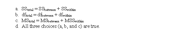 In an analysis of variance, which of the following is not true?