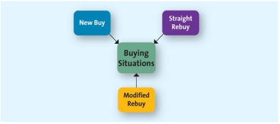A flow chart representing business-to-business buying situations   -A business-to-business purchase made by Smithsons,where Smithsons has purchased a similar product in the past but has now decided on a price change,is referred to as a(n) : A)  straight rebuy. B)  autocratic buy. C)  new buy. D)  consensus rebuy. E)  modified rebuy.