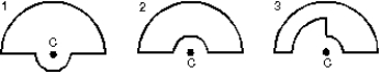 The diagrams show three circuits consisting of concentric circular arcs (either half or quarter circles of radii r, 2r, and 3r)  and radial lengths. The circuits carry the same current. Rank them according to the magnitudes of the magnetic fields they produce at C, least to greatest.   A)  1, 2, 3 B)  3, 2, 1 C)  1, 3, 2 D)  2, 3, 1 E)  2, 1, 3