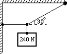 A 240-N weight is hung from two ropes as shown. The tension in the horizontal rope has magnitude:   A)  0 B)  656 N C)  480 N D)  416 N E)  176 N