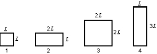 The diagram shows four rectangular plates and their dimensions. All are made of the same material. The temperature now increases. Of these plates:   A)  the vertical dimension of plate 1 increases the most and the area of plate 1 increases the most B)  the vertical dimension of plate 2 increases the most and the area of plate 4 increases the most C)  the vertical dimension of plate 3 increases the most and the area of plate 1 increases the most D)  the vertical dimension of plate 4 increases the most and the area of plate 3 increases the most E)  the vertical dimension of plate 4 increases the most and the area of plate 4 increases the most