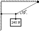 A 240-N weight is hung from two ropes as shown. The tension in the horizontal rope has magnitude:   A)  0 N B)  660 N C)  480 N D)  420 N E)  140 N