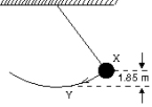 A simple pendulum consists of a 2.0 kg mass attached to a string. It is released from rest at X as shown. Its speed at the lowest point Y is:   A)  1.9 m/s B)  3.7 m/s C)  4.4 m/s D)  6.0 m/s E)  36 m/s