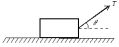  A block of mass m is pulled at constant velocity along a rough horizontal floor by an applied force as shown. The magnitude of frictional force is:   A)  T cos  \theta  B)  T sin \theta  C)  0 D)  mg E)  mg cos  \theta