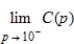 <strong>Suppose that the cost C in dollars of obtaining water that contains p percent impurities is given by . Find , if it exists. </strong> A) $0 B) $13 C) $117 D) $1,300 E) does not exist