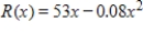 The total revenue function (in dollars)  for a blender is   , where x is the number of units sold. What is the average rate of change in revenue R(x)  as x increases from 20 to 30 units? ​ A)  $254.60 per unit B)  $59.80 per unit C)  $48.20 per unit D)  $49.80 per unit E)  $49.00 per unit