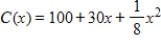 In this problem, cost, revenue, and profit are in dollars and x is the number of units. Suppose that the total revenue function is given by   , and that the total cost function is given by   . Find   . Round your answer to two decimal places. ​ A)  $5,700.00 B)  $4,350.00 C)  $1,350.00 D)  $55.00 E)  $2.00