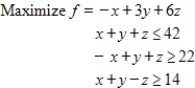 Use the simplex method, Excel, or another technology to find the solution of the problem given below. Assume all variables are nonnegative. ​   ​ A)  Maximum is   B)  Maximum is   C)  Maximum is   D)  Maximum is   E)  Maximum is  