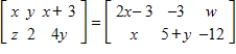 Find x, y, z and w. ​   ​ A)    and   B)    and   C)    and ​   D)    and   E)    and  