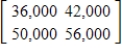 A car dealer can buy midsize cars for 11% under the list price, and he can buy luxury cars for 14% under the list price. The following table gives the list prices for two midsize and two luxury cars. ​   Write these data in a matrix and multiply it on the left by the matrix ​   ​ ​ A)    B)    C)    D)    E)   