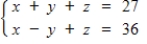 A system of equations may have a unique solution, an infinite number of solutions, or no solution. Use matrices to find the general solution of the following system, if a solution exists.   A)    ,   ,   , for any real number z. B)    ,   ,   C)    ,   ,   D)    ,   ,   E)  no solution