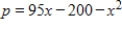 If the profit from the sale of x units of a product is   , what level(s)  of production will yield a profit of $1,000? ​ A)  less 15 units of production. B)  more than 80 units of production. C)  95 units of production. D)  65 units of production. E)  15 or 80 units of production.