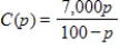 Suppose that the cost C (in dollars)  of removing p percent of the particulate pollution from the smokestacks of an industrial plant is estimated by   . What is the domain of this function? What will it cost to remove 99.1% of the particulate pollution? Round your answer to the nearest cent. ​ A)  domain:   Cost: $770,777.78 B)  domain:   Cost: $770,777.78 C)  domain: all p except p = 100 Cost: $770,777.78 D)  domain:   Cost: $70.06 E)  domain: all p except p = 100 Cost: $70.06