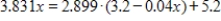 Use a calculator to solve the equation. Round your answer to three decimal places. ​   ​ A)  x = 6.17 B)  x = 1.033 C)  x = 2.17 D)  x = 3.668 E)  x = 15.533