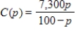 Suppose that the cost C (in dollars)  of removing p percent of the particulate pollution from the smokestacks of an industrial plant is given by   . Find the domain of this function. Recall that p represents the percent pollution that is removed. ​ A)    B)  ​   C)  ​   D)    E)   