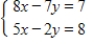 Solve the system by elimination, or by any convenient method. ​ ​   ​ A)    B)    C)    D)    E)  There is no solution to the equations.