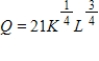 Suppose that a company's production for Q units of its product is given by the Cobb-Douglas production function   , where K is dollars of capital investment and L is labor hours. Find Q if K = $8,600 and L = 640 hours. Round your answer to the nearest whole number. ​ A)  94,327 units B)  1,225 units C)  1,017 units D)  25,732 units E)  13,440 units