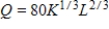 Suppose that the output Q (in units)  of a certain company is   , where K is the capital expenditures in thousands of dollars and L is the number of labor hours. Find   and   when capital expenditures are $45,000 and the labor hours total 5,400. Round your answers to two decimal places. ​ A)    B)    C)    D)    E)   