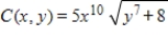 If the joint cost function for two products is   (in dollars) . Find the marginal cost with respect to y. A)    B)    C)    D)    E)   