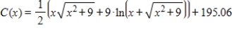 Suppose the marginal cost for x units of a good is   (dollars per unit)  and if the fixed cost is $200 find the total cost function of the good? ​ A)    B)    C)  ​   D)    E)   