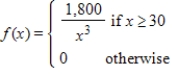 Find the mean of the probability distribution if the probability density function is   . ​ A)  54,000 B)  2 C)  60 D)  30 E)  90