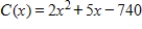 If the marginal cost for a product is   , and the production of 15 units results in a total cost of $615, find the total cost function C. A)    B)    C)    D)    E)   