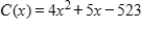 If the marginal cost for a product is   , and the production of 15 units results in a total cost of $615, find the total cost function C. A)    B)    C)    D)    E)   