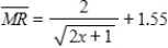 Suppose that the marginal revenue for a certain product is given by   , where x is in thousand of units and revenue is in thousands of dollars. Find   . Round your calculations to two decimal places, if necessary. ​ A)    B)    C)    D)    E)   