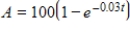 Suppose that a liquid carries a drug into a 500-cc organ at a rate of 15 cc/s and leaves the organ at the same rate. Suppose that the concentration of the drug entering is 0.2 g/cc. Find the amount A of drug in the organ as a function of time t if initially there is none in the organ. If it's necessary, round your calculations to four decimal places. ​ A)    B)    C)    D)    E)   