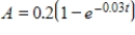 Suppose that a liquid carries a drug into a 500-cc organ at a rate of 15 cc/s and leaves the organ at the same rate. Suppose that the concentration of the drug entering is 0.2 g/cc. Find the amount A of drug in the organ as a function of time t if initially there is none in the organ. If it's necessary, round your calculations to four decimal places. ​ A)    B)    C)    D)    E)   