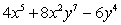 What is the degree of the polynomial below?   A)  5 B)  4 C)  7 D)  2 E)  9