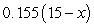 <strong>Suppose that a nurse needs 15 cc (cubic centimeters) of a 15.5% solution (that is, a solution that is 15.5% ingredient) of a certain medication, which must be obtained by mixing x cc of a 20% solution and y cc of a 5% solution. Choose the expression for the amount of ingredient in the 5% solution.</strong> A)   B)   C)   D)   E)   <div style=padding-top: 35px> 