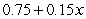 <strong>Suppose that a nurse needs 15 cc (cubic centimeters) of a 15.5% solution (that is, a solution that is 15.5% ingredient) of a certain medication, which must be obtained by mixing x cc of a 20% solution and y cc of a 5% solution. Express the total amount of the ingredient in the mixture in terms of x.</strong> A)   B)   C)   D)   E)   <div style=padding-top: 35px> 