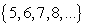 Write the following set a second way.   A)    B)    C)    D)    E)   
