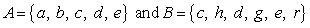 Find , the intersection of sets A and B.     A)    B)    C)    D)    E)   