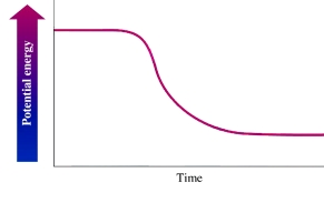 Which of the following processes would have a change in potential energy as shown below?   A) melting chocolate B) boiling water C) burning gasoline D) frying bacon