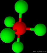 Based on the following picture,the correct name for this compound is   red = bromine;green = chlorine A) monobromine tetrachlorine. B) bromine pentachloride. C) bromine(V) chloride. D) bromine tetrachloride.