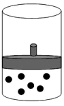 The following figure shows 1 mol of an ideal gas inside a container with a movable piston.   If we add two additional moles of gas under constant temperature and pressure,select the alternative that represents the change,if any,that will take place. A)    B)    C)    D)   
