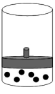 The following figure represents one mole of an ideal gas in a container fit with a movable piston.   Which figure shows the change,if any,that would take place if the Kelvin temperature is doubled under constant pressure? A)    B)    C)    D)   