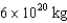 If a planetary ring had an inner diameter of 100,000 km,an outer diameter of 120,000 km,a thickness of 10 meters and a density of   ,what would be the total mass of material in this ring? A)    B)    C)    D)   