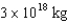 If a planetary ring had an inner diameter of 100,000 km,an outer diameter of 120,000 km,a thickness of 10 meters and a density of   ,what would be the total mass of material in this ring? A)    B)    C)    D)   