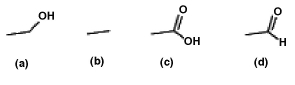 List the following compounds in order of least oxidized to most oxidized   A) a < b < c < d B) b < a < c < d C) c < d < a < b D) b < a < d < c