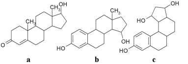 Which of the following molecules contains a phenol?   A) a B) b C) c D) b and c E) all of them