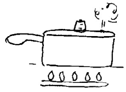 Use the following figure to answer the question:   -Food in a pressure cooker is cooked faster because of the A) higher temperature. B) greater rate of bubble formation in the water. C) increased internal energy in the water. D) Choices A,B,and C are all true.