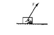 Figure V-2    -A block is pulled across a floor as shown in the vector diagram. The greater component of F is in the A) horizontal direction, B) vertical direction,Although both horizontal and vertical components would be of equal magnitude if vector F were C) horizontal. D) vertical. E) at an angle of 45°. 